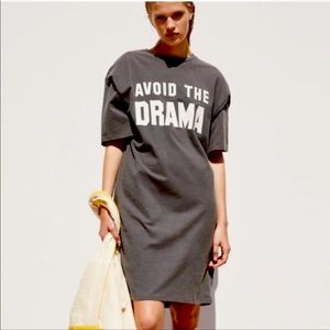 Zara Gray Graphic Tee Dress with White Lettering